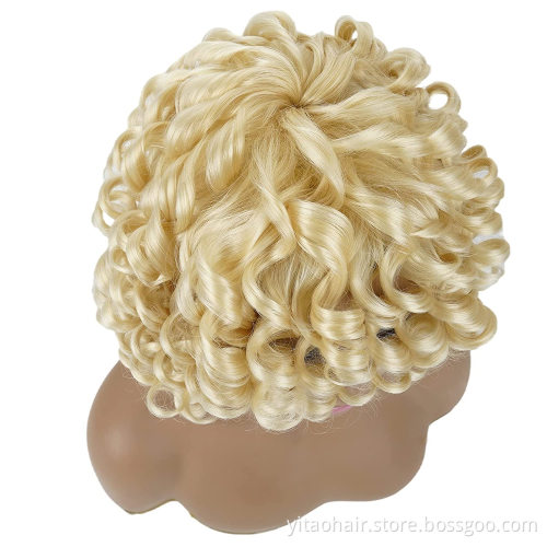613 Blonde Wholesale Short Afro Curly Kinky Wig Fulffy Wave Synthetic Hair Wigs for Black Women  Blonde Short Curly Wigs